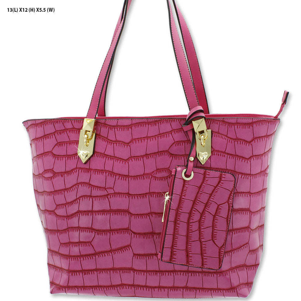 hot pink embossed tote