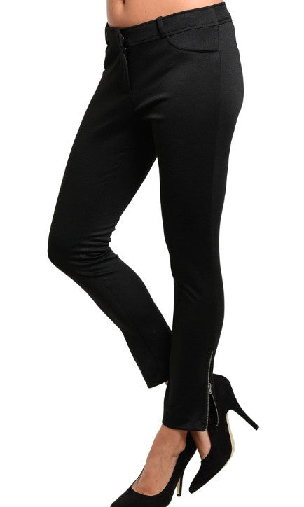 faux pockets zipped ankle black pants