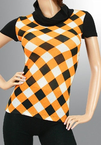 Black/Mustard Short Sleeve Top- FINAL SALE