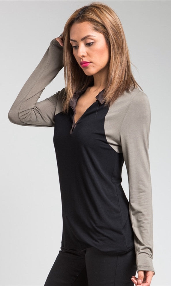 Black Color Block Shirt