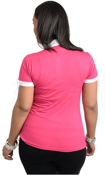 Mock Collar Fuchsia Top