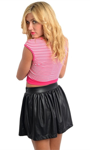 Fuchsia Striped Crop Top