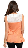 Ruched Side Mango & White Top - FINAL SALE