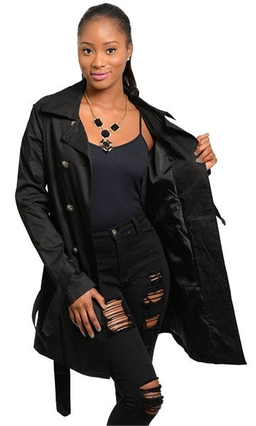 chic black trench coat