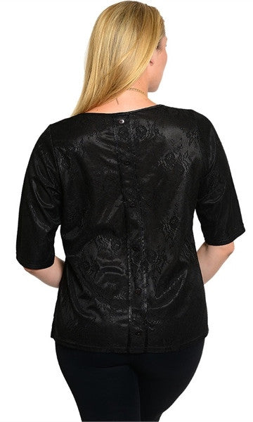 Plus Size Floral Black Shirt