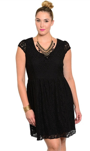 floral lace plus size black dress