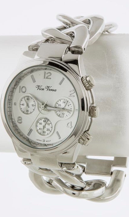 ladies silver chain watch