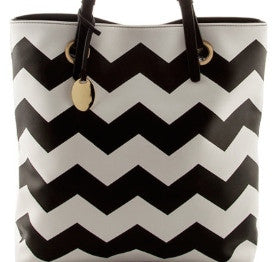 black and white chevron tote bag