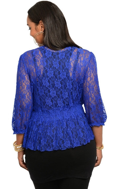 Plus Size Blue Cardigan