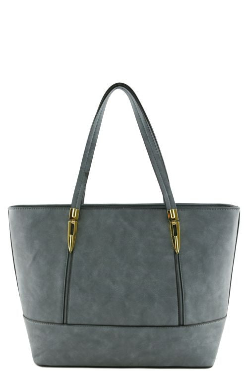 Faux leather blue tote bag