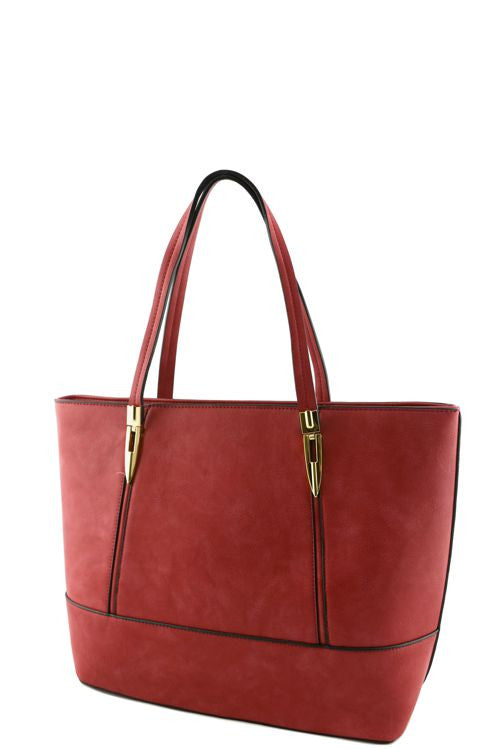 red soft material tote bag