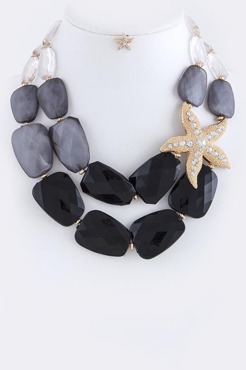 black and gray rhinestone necklace