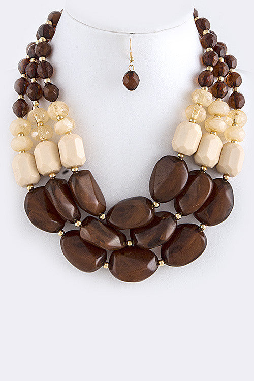 Triple Layer Acrylic Necklace Set