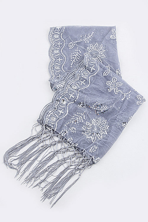 Fringed Mesh Scarf