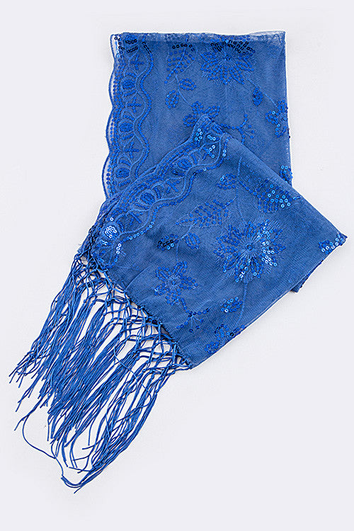 Fringed Mesh Scarf