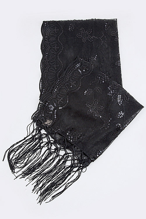 Fringed Mesh Scarf