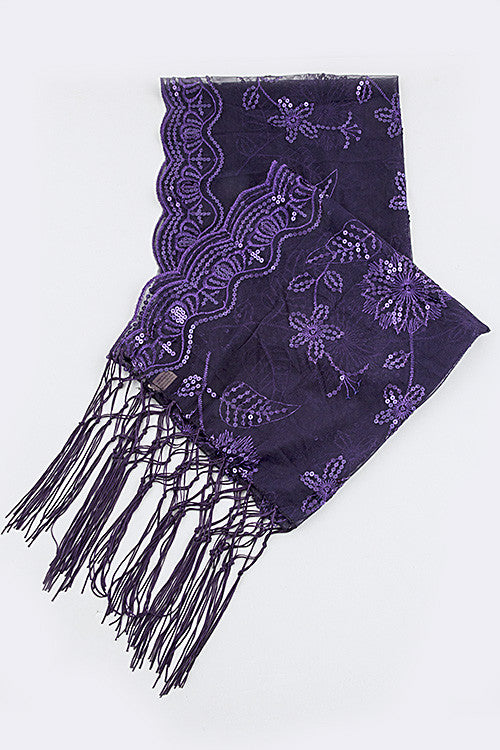 Fringed Mesh Scarf