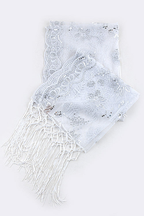 Fringed Mesh Scarf