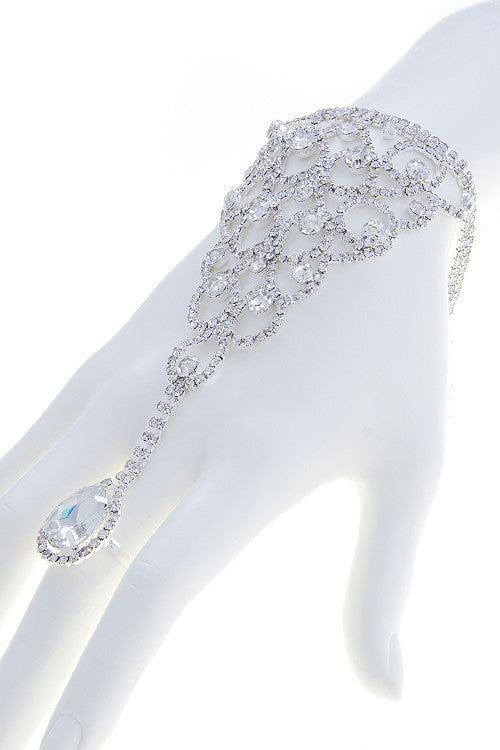 Faux Rhinestone Hand Chain