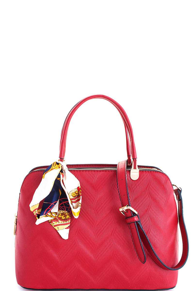 red domed top zip closure tote bag