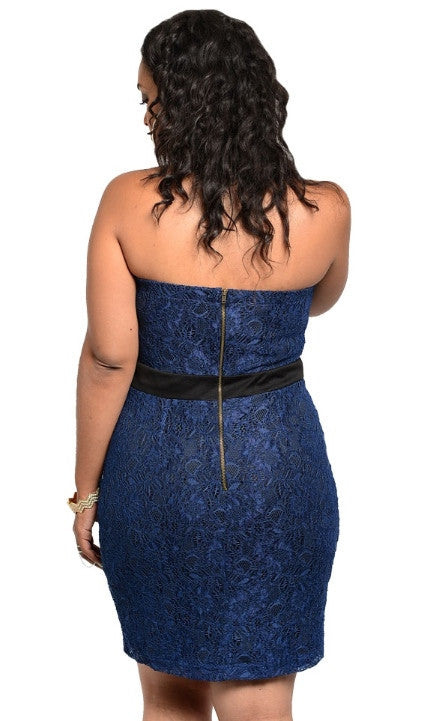Semi Sheer Lace Front Evening Dress
