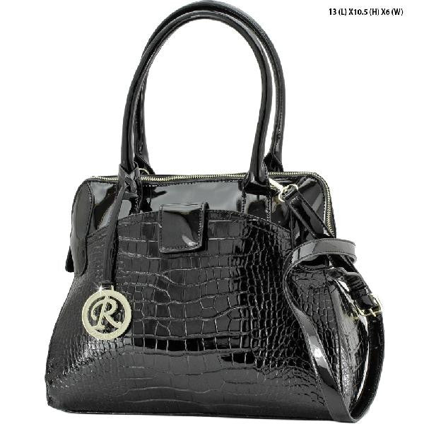 Croc Styled Black Purse