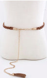 brown fringe braided belt