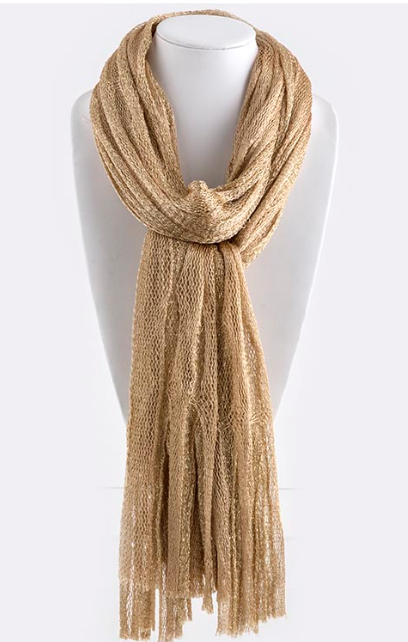 Fringe Accented Net Scarf