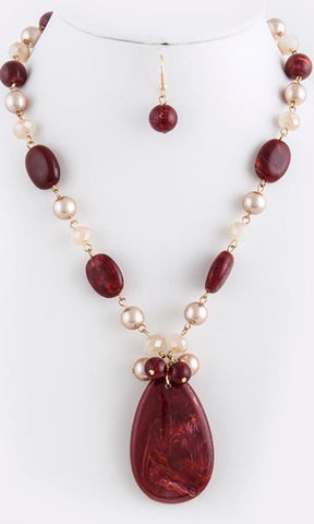 red stone and pearl necklace