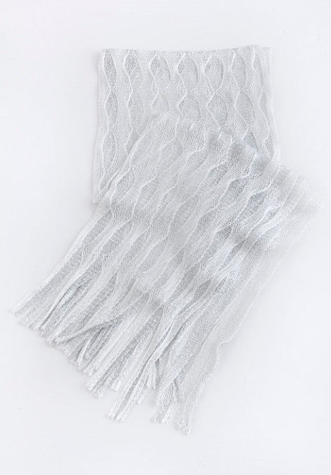 Fringe Accented Net Scarf