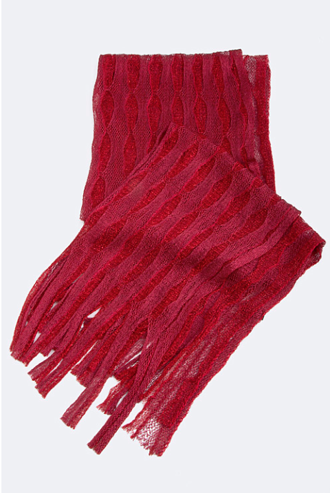 Fringe Accented Net Scarf