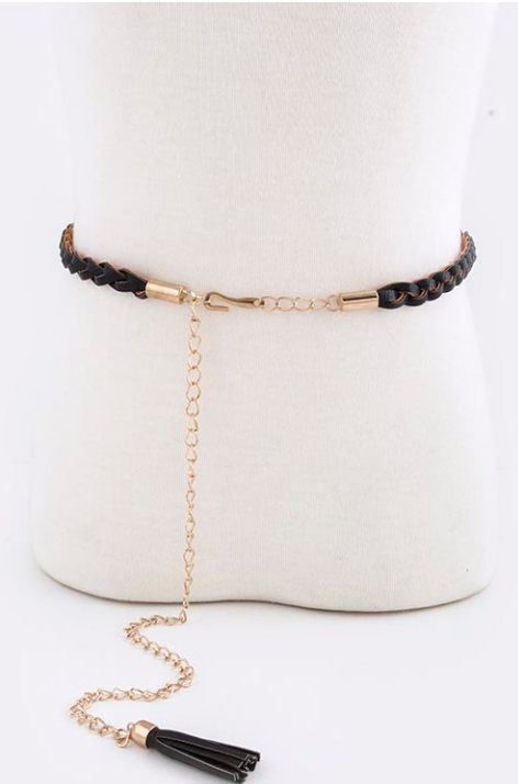 Black fringe belt