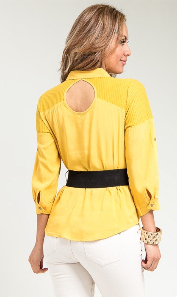 Mustard Peep Back Shirt