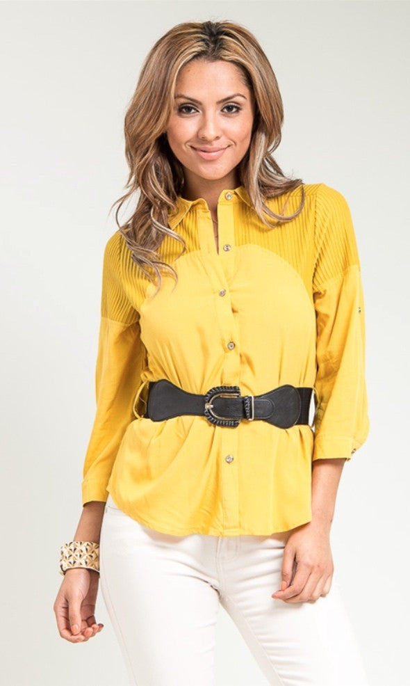 Mustard Peep Back Shirt