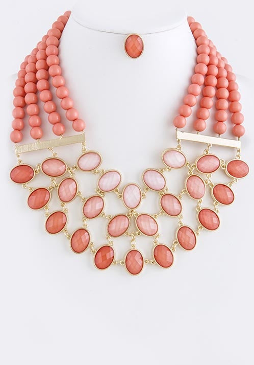 Coral Ombre Bib Necklace