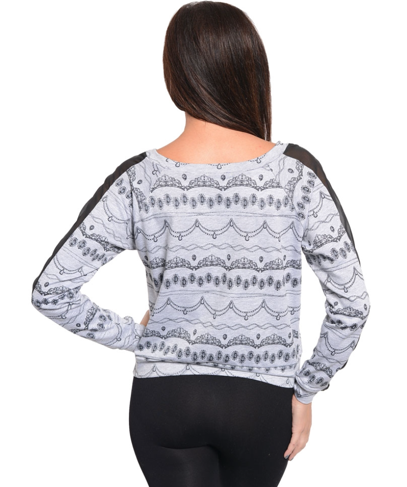 Gray & Black Top