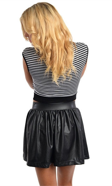 Black & White Striped Crop Top