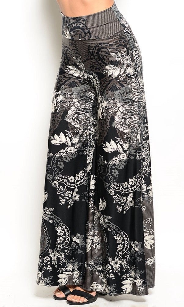 black and white abstract palazzo pants