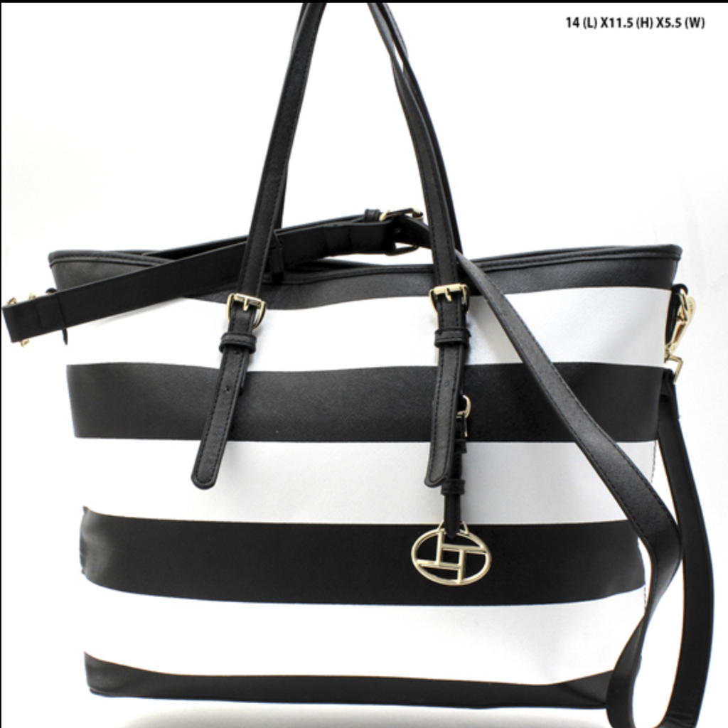 Black Striped Tote