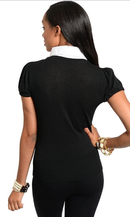 Black and White Collar Shirt
