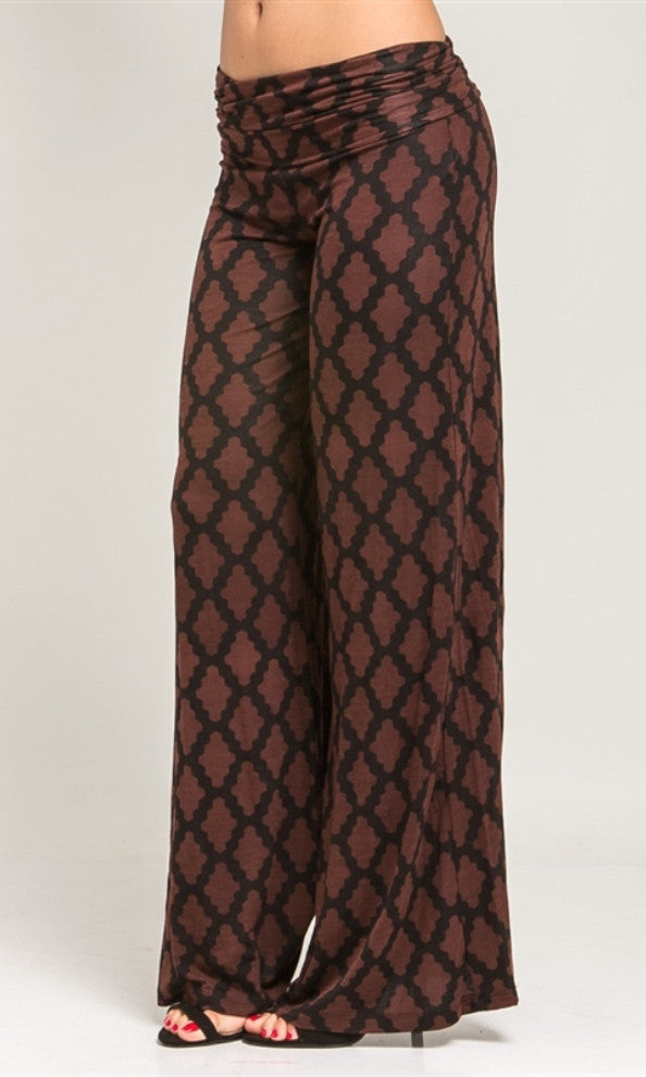 Diamond pattern palazzo pants