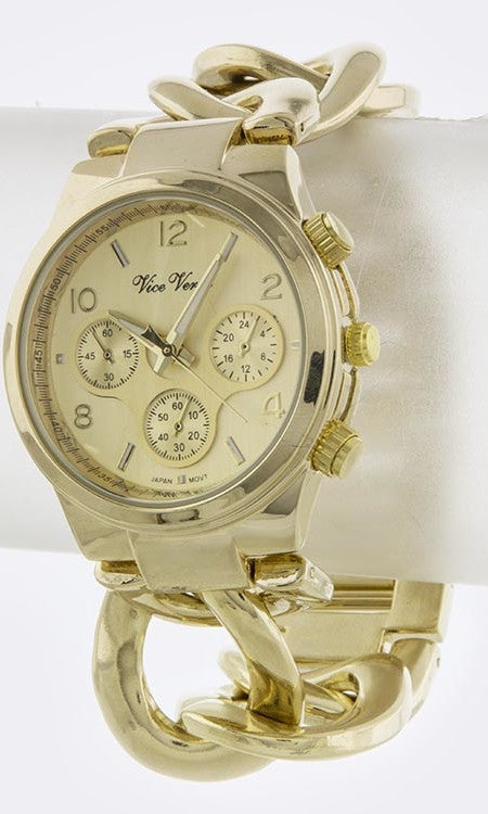 gold chain link watch