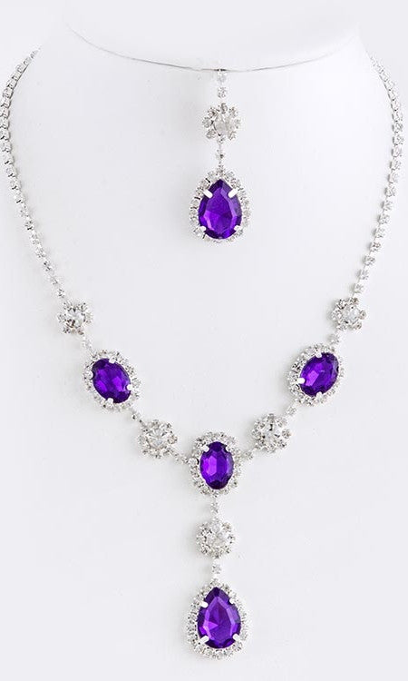 purple gem necklace set