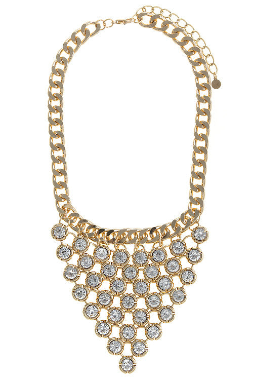 gold chain with linked crystal necklace
