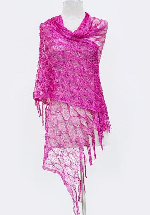 Fringe Accented Net Scarf