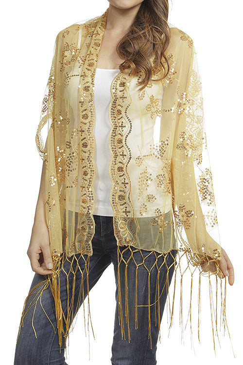 Fringed Mesh Scarf
