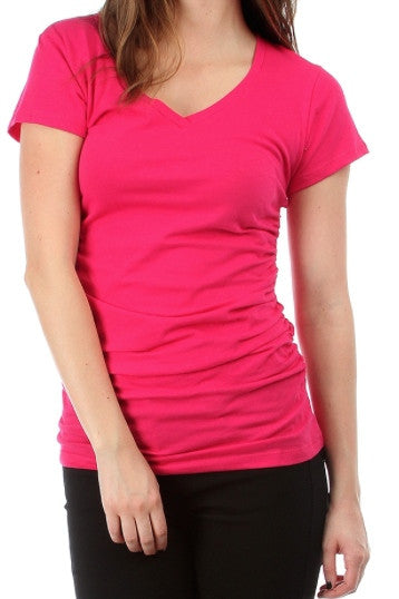 Fuchsia V-Neck Tee - FINAL SALE
