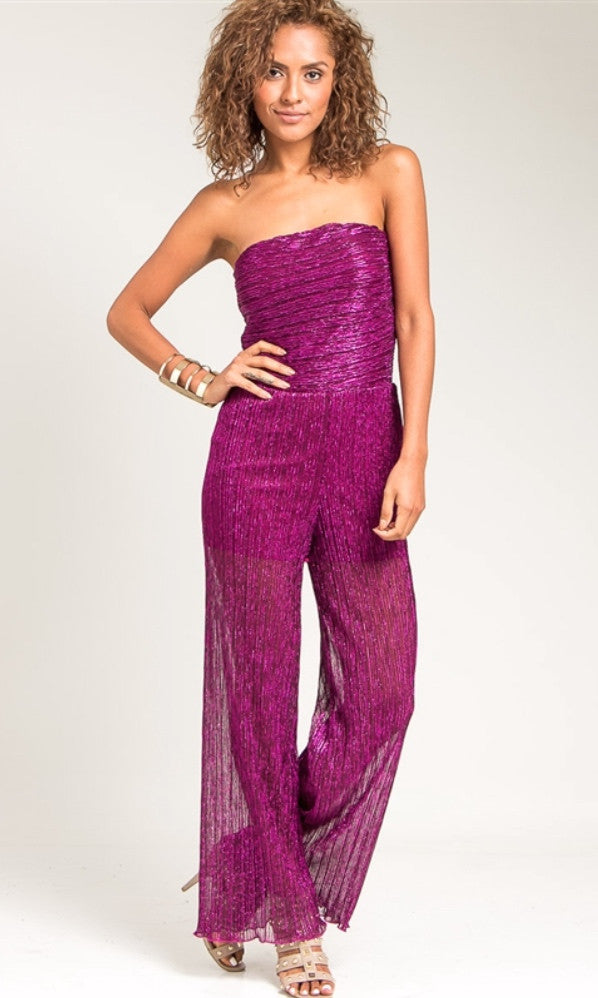 Hot pink Strapless jumpsuit