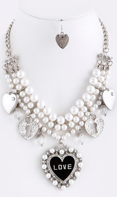 heart necklace and earrings