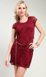 wine dress with chain linked belt